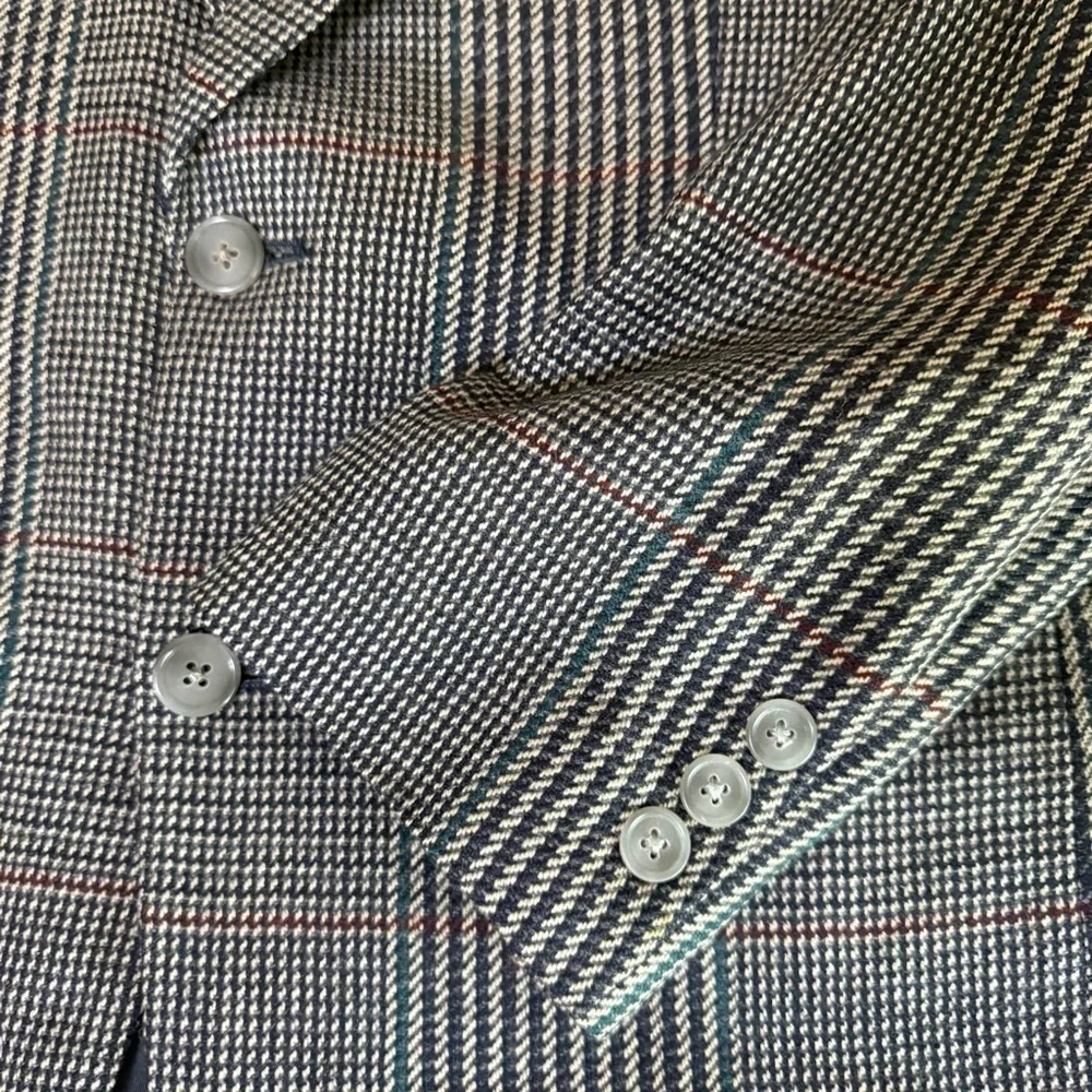 Burberrys Tweed Blazer English Woven Plaid Academia Preppy Old Money Lambs Wool